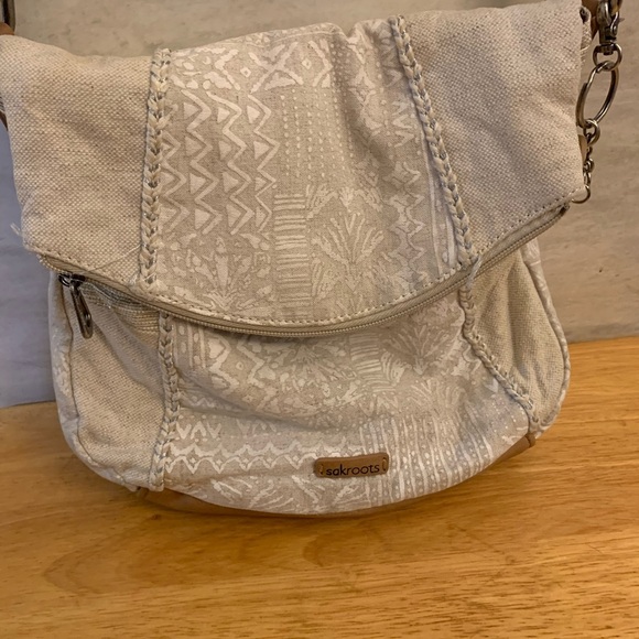 Sakroots Cream Crossbody Bag with Geometric Pattern - Picture 1 of 12